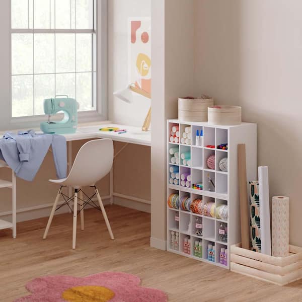 Style Selections 19.38-in H x 24.13-in W x 11.63-in D White Stackable Wood  Laminate 15 Cube Organizer in the Cube Storage Organizers department at