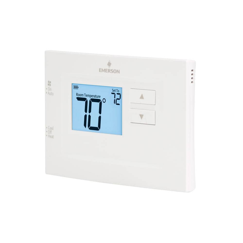 White Digital Non-Programmable Heat Pump Thermostat with Mounting Hardware