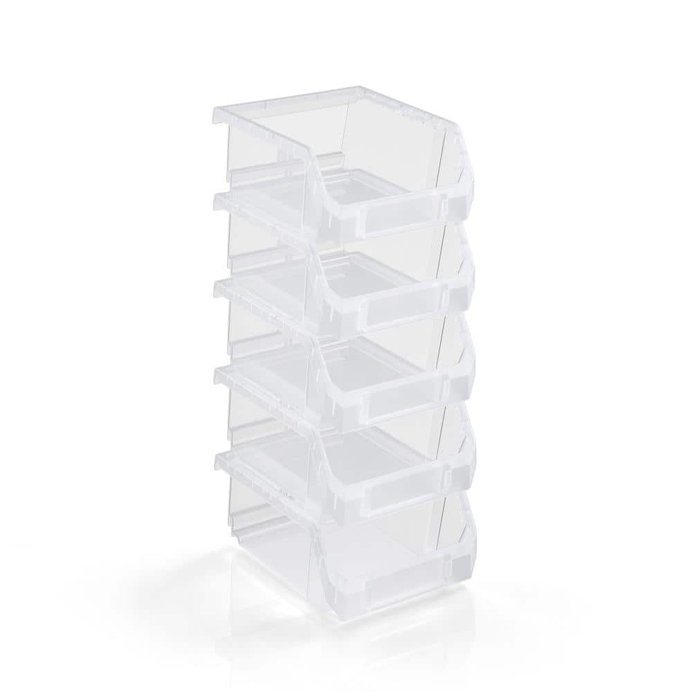 Open Front Stackable Garage Plastic Storage Bin – Organize Tools, Hardware & Shelving - Small, Set of 5, Clear price history on PriceWatchPro