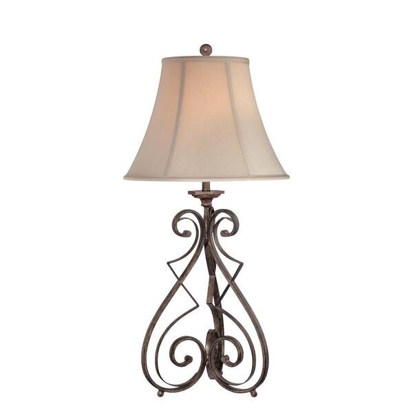 Illumine Designer Collection 33 in. Iron Table Lamp with-Light Beige Fabric Shade