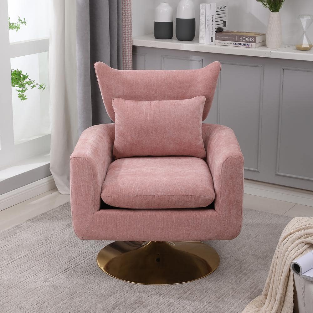 Pink Classic Mid-Century 360° Swivel Accent Chair C-W1361104581 