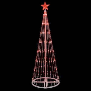 72 in. Christmas Red LED Animated Lightshow Cone Tree with 202 Lights and Star Topper