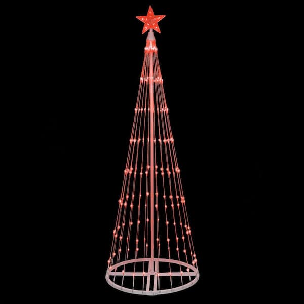 Kringle Traditions 72 in. Christmas Red LED Animated Lightshow Cone Tree with 202 Lights and Star Topper