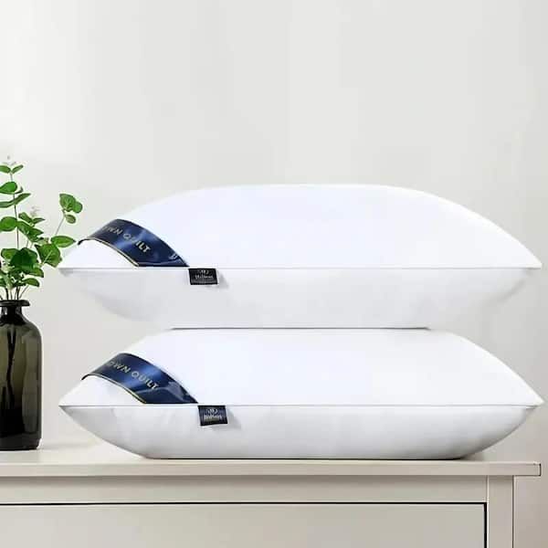 Q Size Hotel Collection Bed Pillows for Sleeping, Super Soft Down Alternative Microfiber Filled Pillows, Set of 2