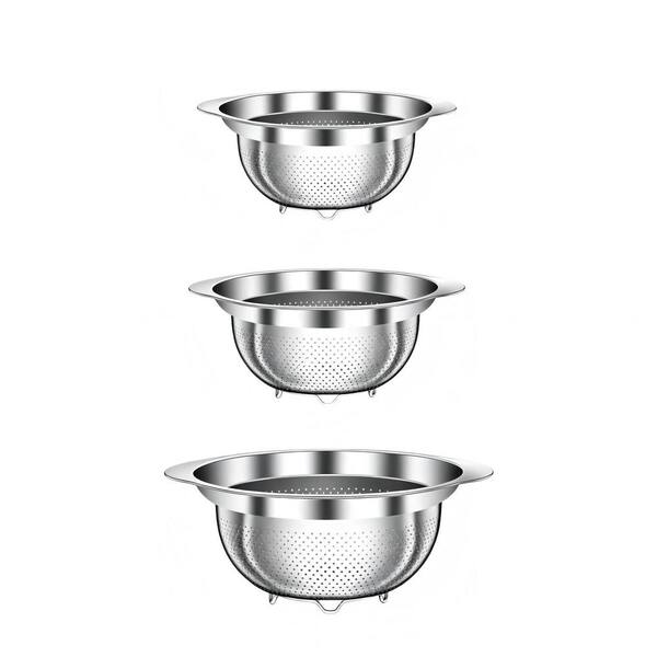 3-Piece Stainless Steel Colander for Spaghetti, Fruit, Vegetable Cooking Food
