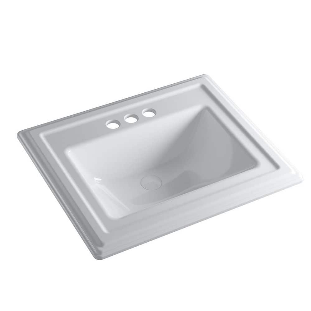 Ridgeland 22 in. Rectangular Drop-in Bathroom Sink in White with Overflow and 4 in. Faucet Holes price history on PriceWatchPro
