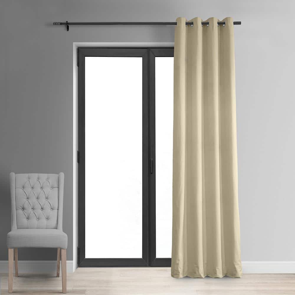 Luxurious Gray Velvet Blackout Indoor Window Curtain 50" x 120"