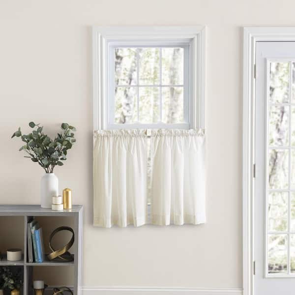 Classic Natural Polyester/Cotton 80 in. W x 25 in. L Rod Pocket Sheer Tailored Tiers