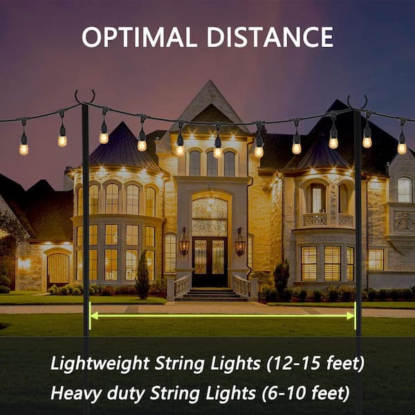 String Light Poles for Outdoor String Lights 2 Pack, 100 in
