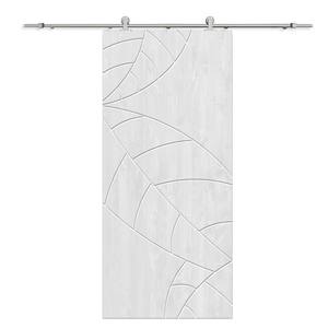 34 in. x 96 in. White Stained Solid Wood Modern Interior Sliding Barn Door with Hardware Kit