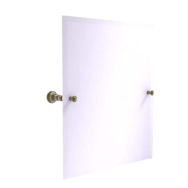 Allied Brass Carolina Frameless 21 in. x 26 in. Rectangular Tilt Mirror with Beveled Edge in Antique Brass