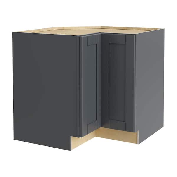 Washington 33 in. W x 24 in. D x 34.5 in. H Assembled Plywood Corner Easy Reach Base Kitchen Cabinet in Onyx LH
