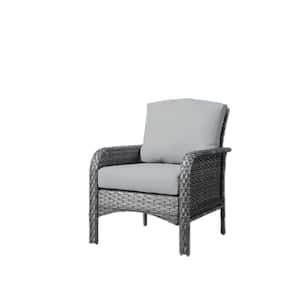 New Hyacinth A Gray 2-Piece Wicker Patio Outdoor Conversation Seating Sofa Set with Dark Gray Cushions