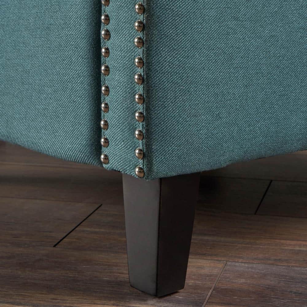 Handcrafted Brown Leather Wood Recliner with Button-Tufted Back
