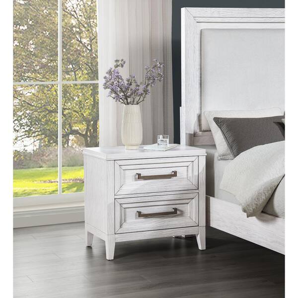 Distressed white nightstands with drawers discount