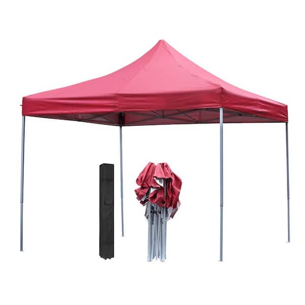 OVASTLKUY Patio 10 ft. x 10 ft. Red Outdoor Patio Canopy Tent