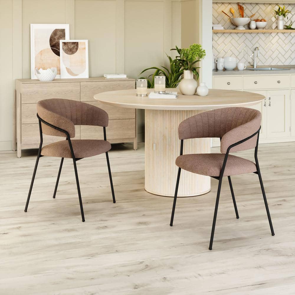 Josephine Brown Upholstered Metal Frame Arm Chair