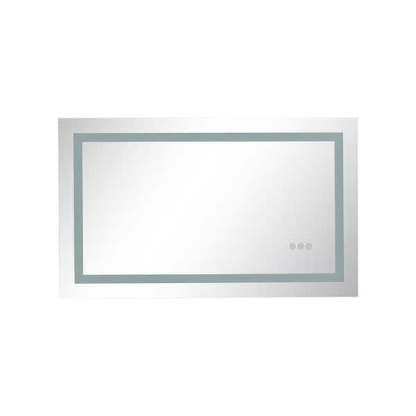 32 in. W x 20 in. H Rectangular Frameless Wall-Mounted Dimmable Defogging LED Bathroom Vanity Mirror Front Dimmer Light