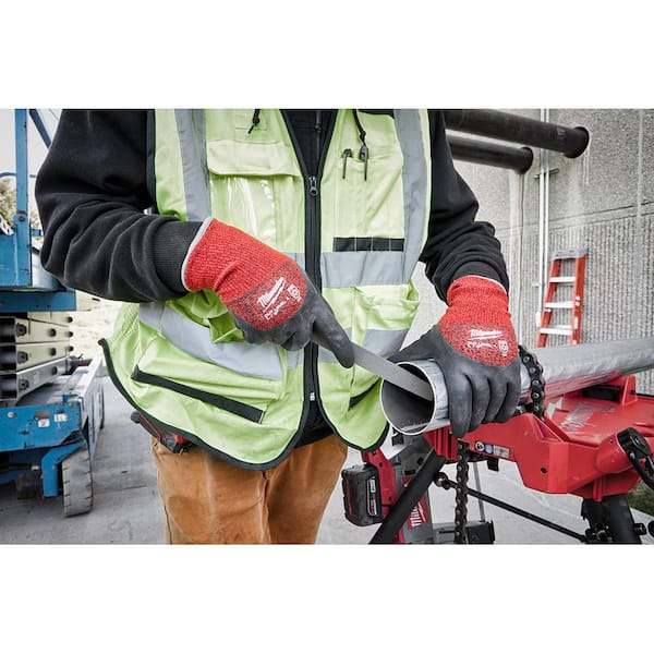 Heavy Duty Mechanical Cut Resistant High Visible Gloves Shock