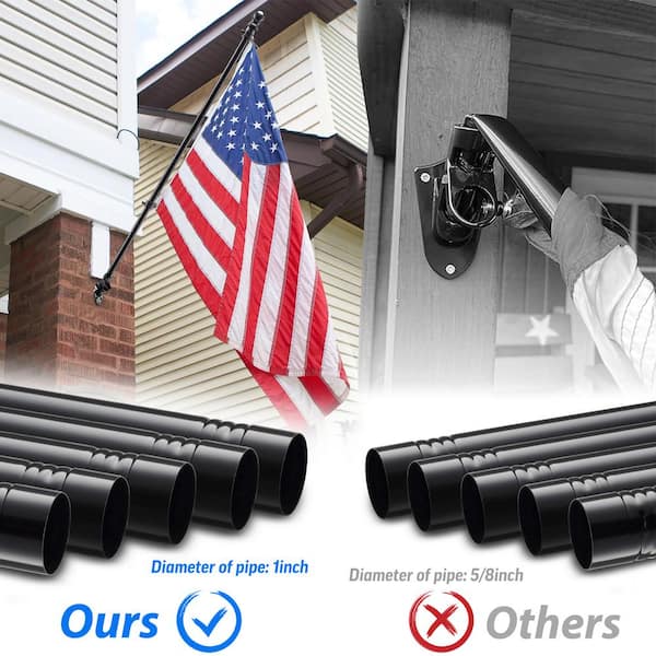 DIIG 6 ft. Black Flagpole Stainless Steel FlagPole with Mounting Bracket-  Adjustable Length DIIG6-BLACK - The Home Depot