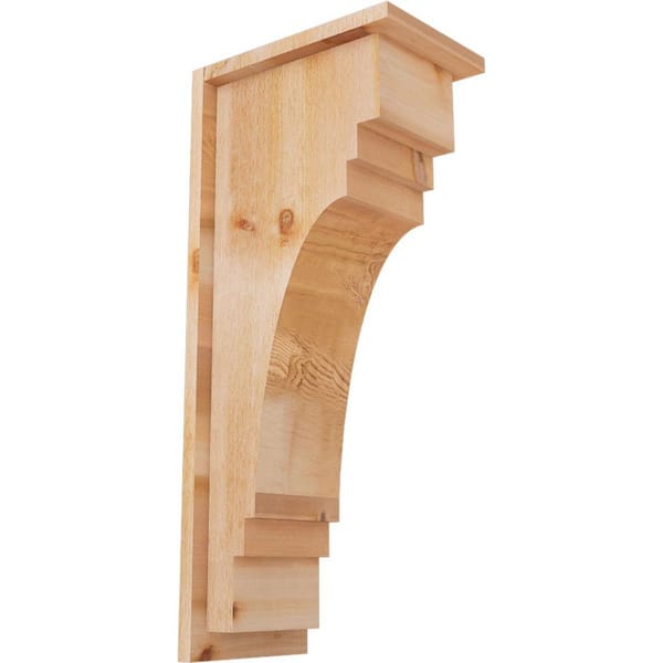 Ekena Millwork 8 in. x 12 in. x 28 in. Western Red Cedar Pescadero Rough Sawn Corbel with Backplate