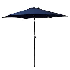 9 ft. Patio Umbrella Outdoor Market Table Umbrella with Crank, 6 Ribs, Polyester Canopy Navy Blue