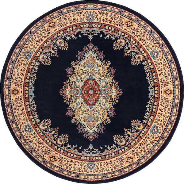 Reza Washington Navy Blue 8' 0 x 8' 0 Round Rug