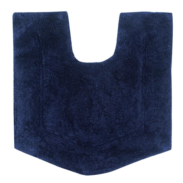 Waterford Collection 100% Cotton Tufted Non-Slip Bath Rug, 20 in. x20 in. Contour, Navy