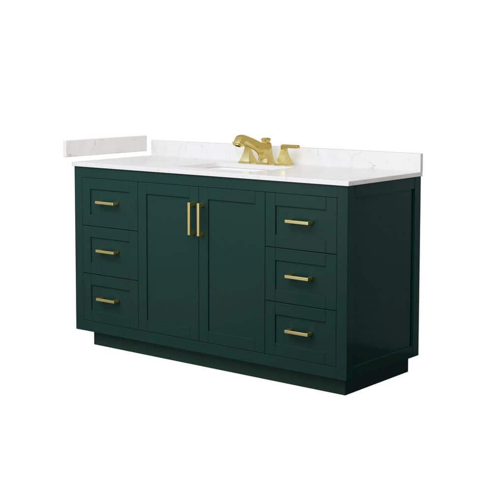 Miranda 60 in. Single Freestanding Green Bath Vanity with Carrara Cultured Marble Top Assembled price history on PriceWatchPro