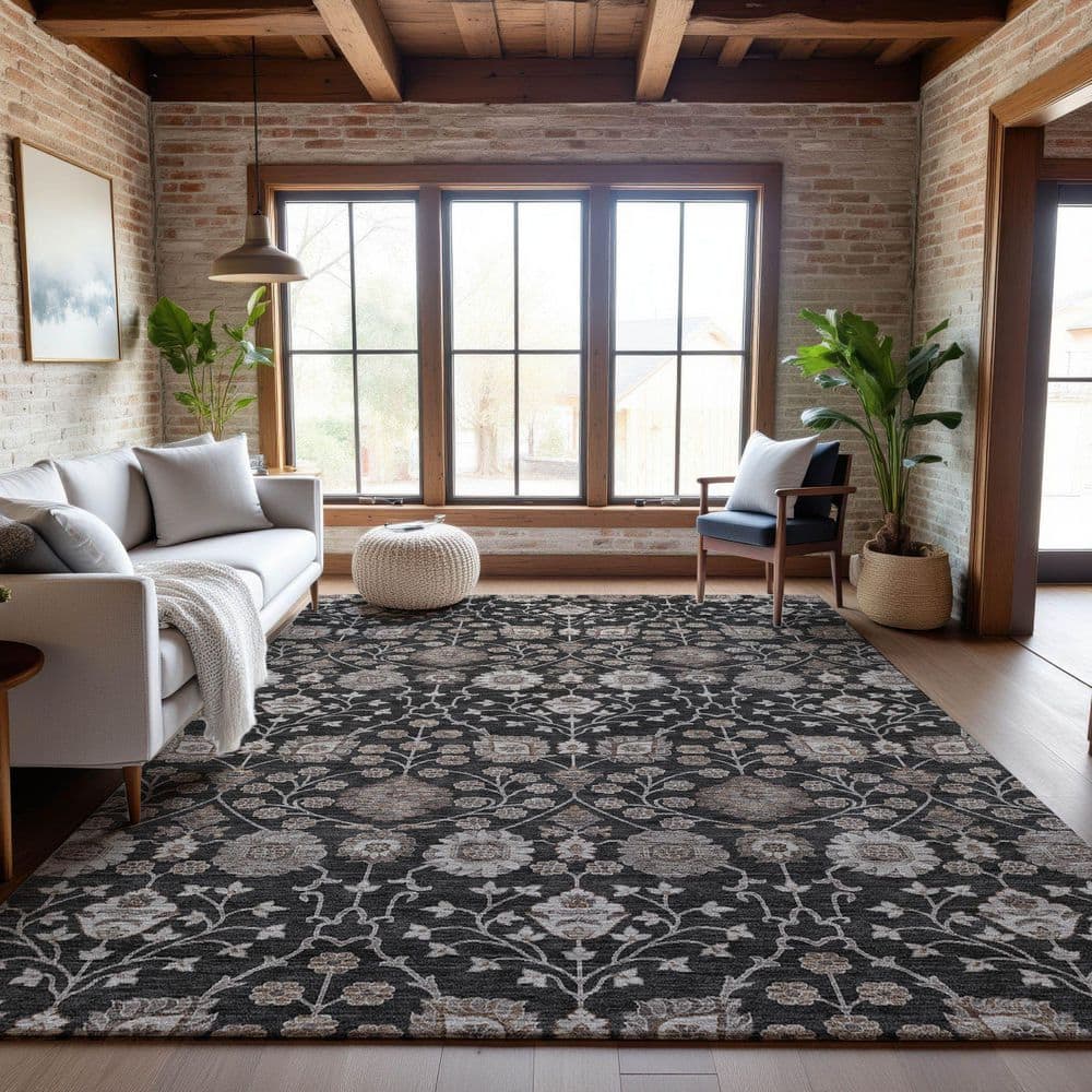 Mayfield Premium Machine Washable Abstract AMF1155 Black 10 ft. x 14 ft. Area Rug price history on PriceWatchPro