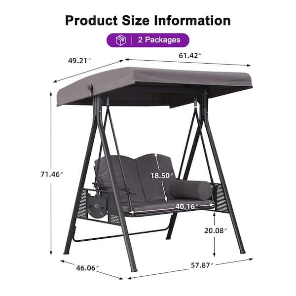 PURPLE LEAF 2-Person All-Weather Steel Frame Porch Swing