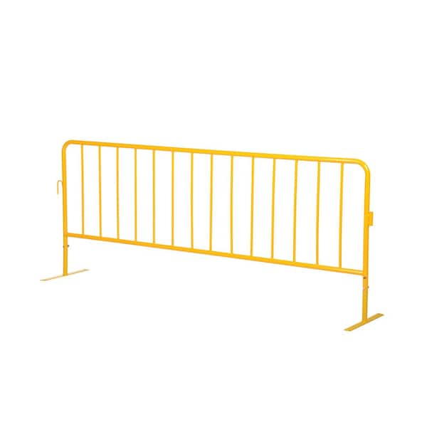 Vestil Light Weight Yellow Steel Crowd Control Interlocking Barrier with Both Flat Feet