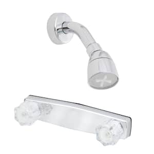 RV Metal Shower Valve with Crystal Handles and Shower Head - 8 in., Chrome