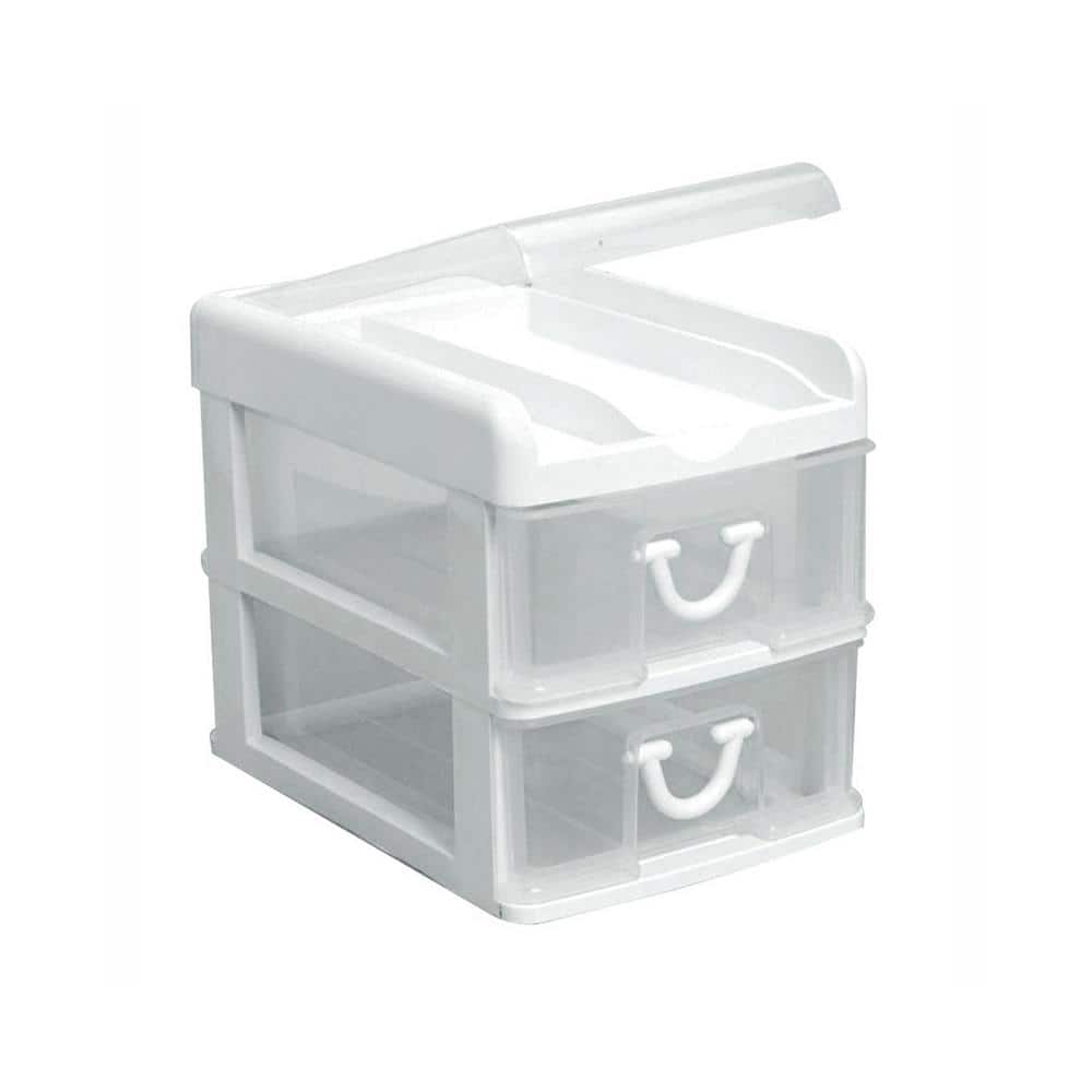 GRACIOUS LIVING Clear Mini 3 Drawer Desk Organizer with White Finish,  (2-Pack) 2 x 92012-4C - The Home Depot