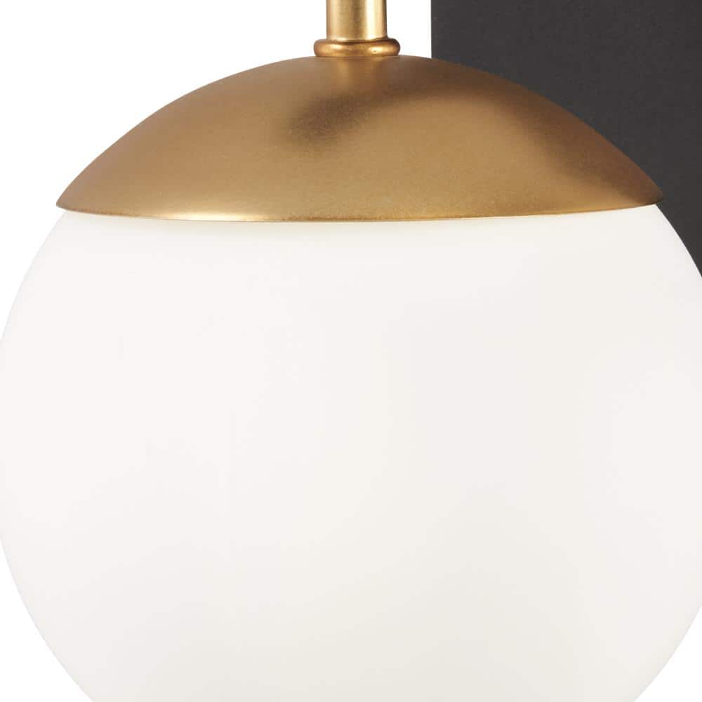 Alluria Etched Opal Glass Wall Sconce in Weathered Black and Autumn Gold
