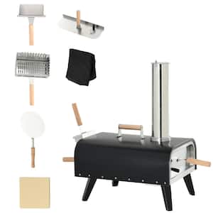 Pellet Outdoor Pizza Oven with 12 in. Stone Peel & Cover Portable Wood Fired Pizza Maker with Foldable Legs for Outside