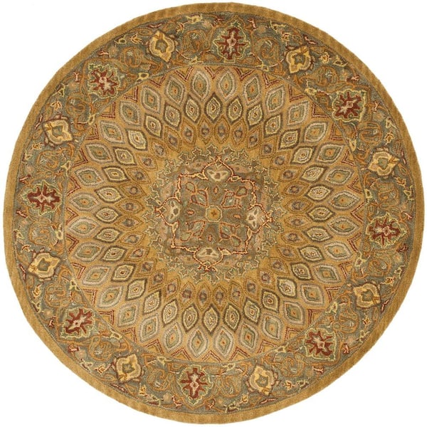 SAFAVIEH Heritage Light Brown/Grey 6 ft. x 6 ft. Round Border Area Rug