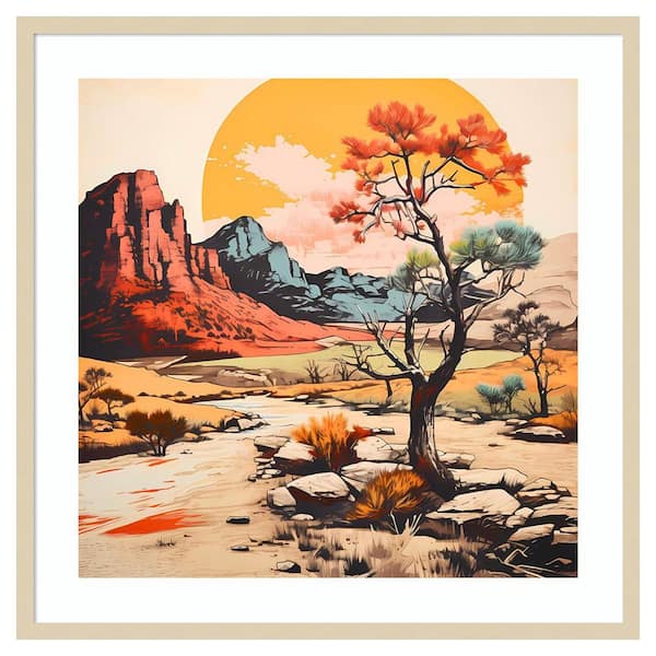 Amanti Art The Desert Path V by Walker Noble 33 in. W x 33 in. H. Wood Framed Wall Art Print Framed in Brown