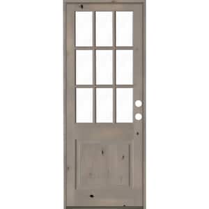 36 in. x 96 in. Knotty Alder 2 Panel Left-Hand/Inswing Clear Glass gray Stain Wood Prehung Front Door