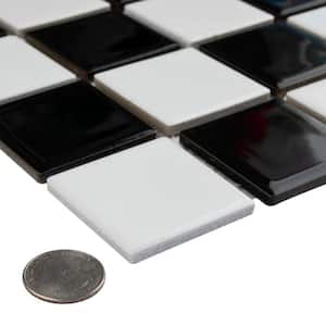 Squire Quad Glossy Checkerboard 12-1/2 in. x 12-1/2 in. Porcelain Mosaic Tile (11.1 sq. ft./Case)