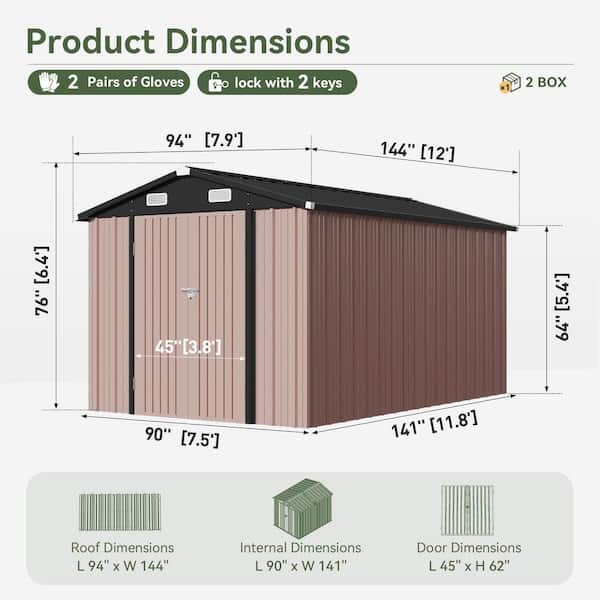 agmdページ　XLサイズ Sizzim 8 ft. W x 12 ft. D Tool Shed Metal Storage Shed with