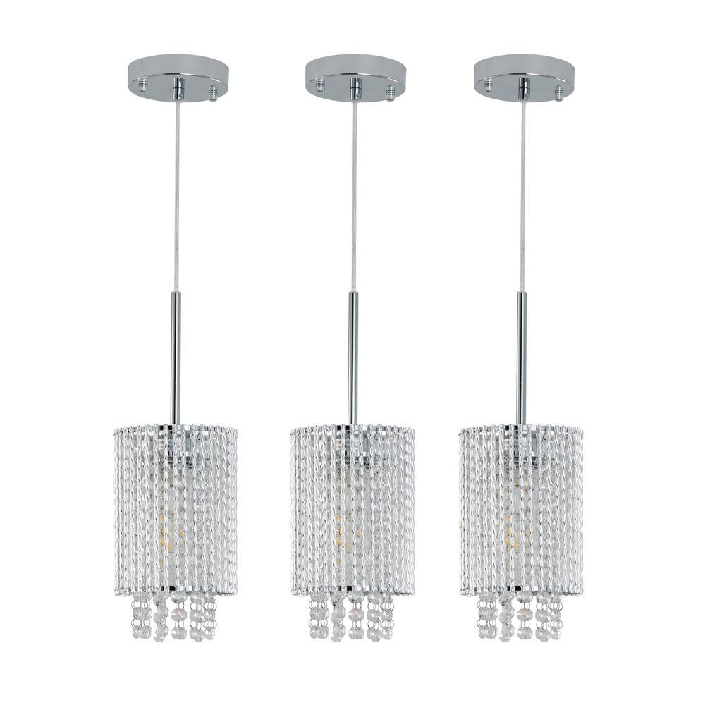 5.1 in. 3-Light Modern Silver Chandelier with Clear Crystal Shade for Living Room (No Bulbs) price history on PriceWatchPro
