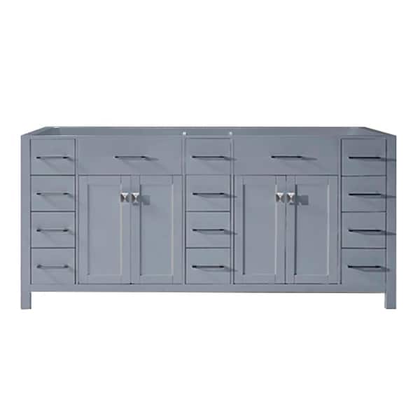 Virtu USA Caroline Parkway 72 in. W Bath Vanity Cabinet Only in Gray