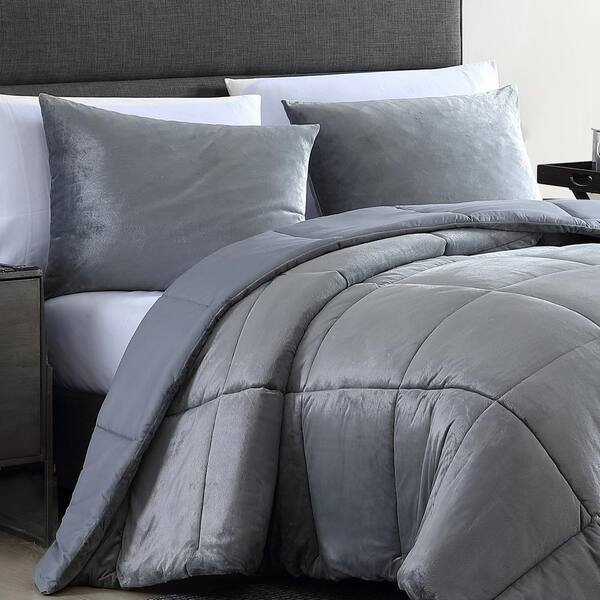  Cathay Home Ultra Plush Goose Down Alternative Reversible  Comforter Set - Full/Queen, Charcoal/Silver, 3-Piece Microfiber Bedding Set  (REVCM) : Home & Kitchen