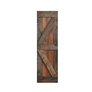 K Series 30 in. x 84 in. Dark Walnut/Aged Barrel Knotty Pine Wood Barn Door Slab