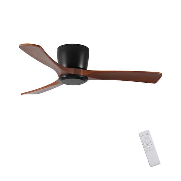 Breeze Series 42 in. Indoor Brown Ceiling Fan Low Profile Flush Mount 3-Blade with Remote Included