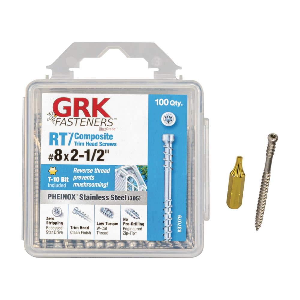 GRK Fasteners 8 x 21/2 in. Stainless Steel Star Drive Trim Head RT