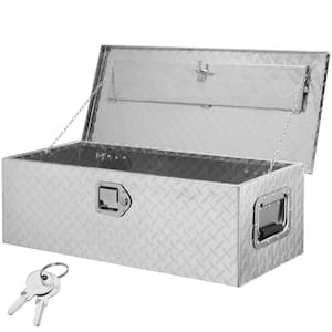 30 in. L x 13 in. W x 9.6 in. H Crossover Truck Tool Box Aluminum Bar Tread Tool Box with 2 Keys for Pick Up Truck Bed