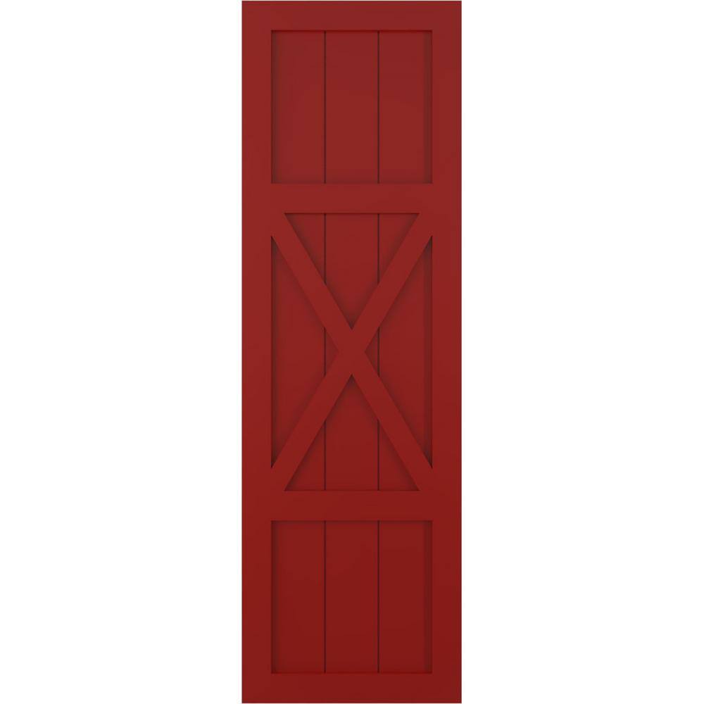 12 in. x 65 in. True Fit PVC Center X-Board Farmhouse Fixed Mount Board and Batten Shutters, Fire Red (Per Pair) price history on PriceWatchPro