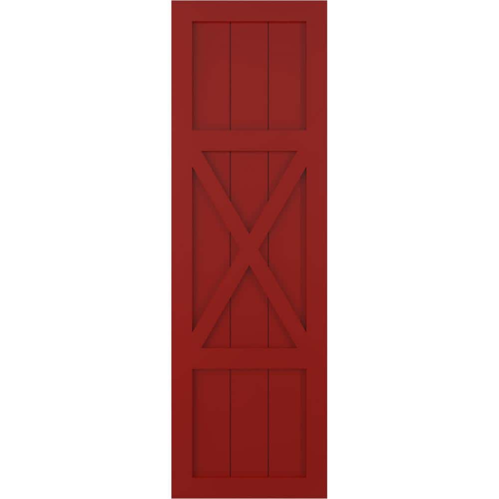 15 in. x 55 in. True Fit PVC Center X-Board Farmhouse Fixed Mount Board and Batten Shutters Pair in Fire Red price history on PriceWatchPro